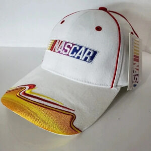 NWT,Nascar Racing Mens White/Multi-colored Velcro Strap closure Ball Cap.